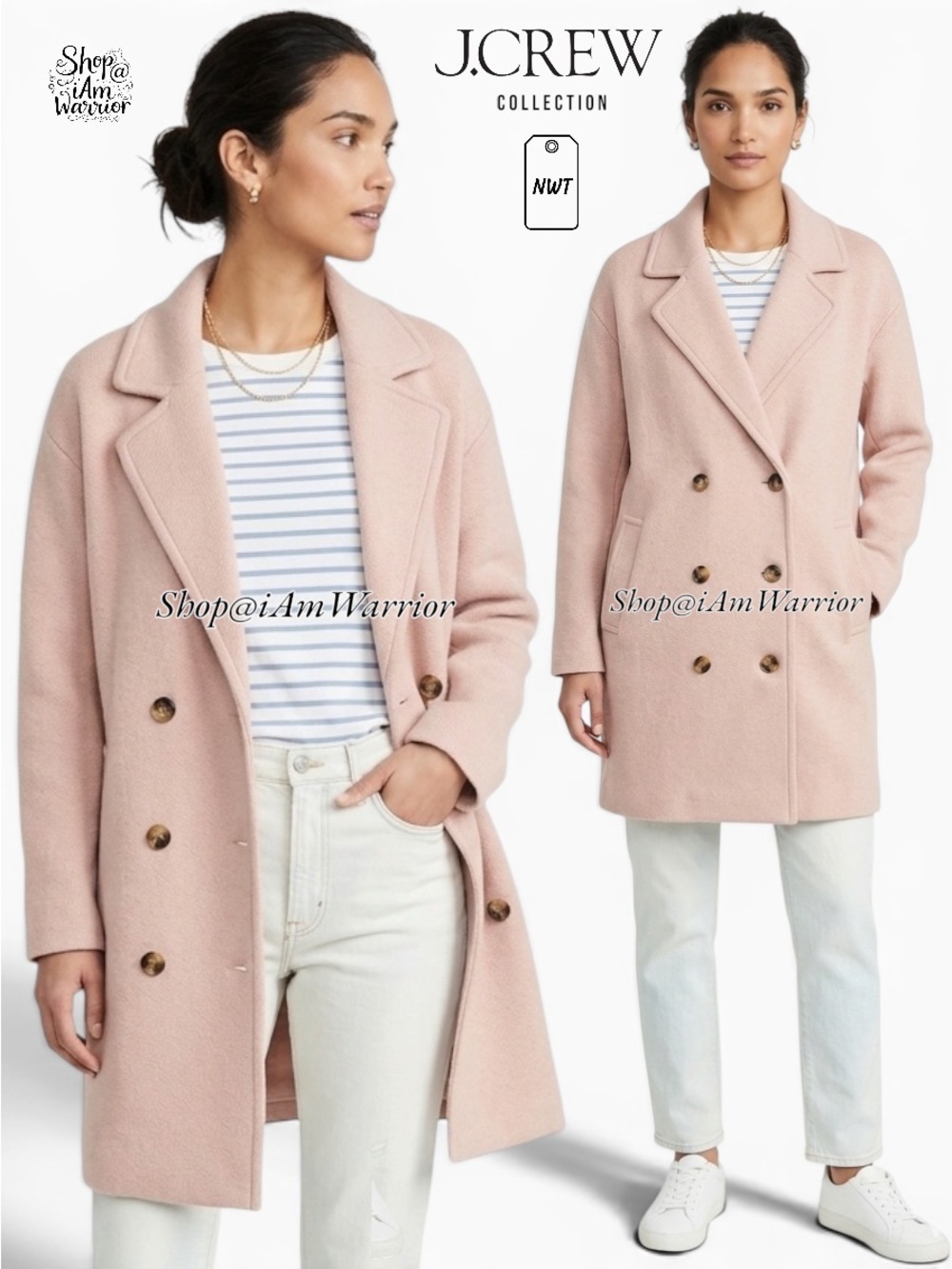 J.Crew Collection NWT Double-Breasted Sweater Coat Blush Pink Knit Coatigan